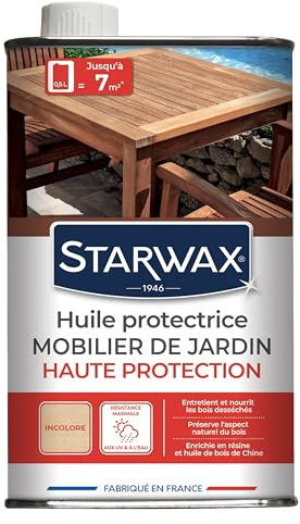 STARWAX Huile protectrice formule enrichie mobilier de jardin en bois 500ml
