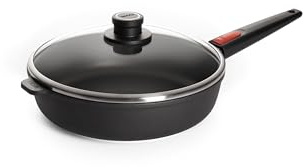 Woll Nowo Titanum Hochrandpfanne - Induktiv -, Ø 28 cm, 7 cm hoch, inklusive Deckel, mit abnehmbarem Stiel - Geeignet für alle Herdarten, Aluminiumguss