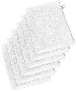 De Witte Lietaer 199514 Wellness Waschlappen, Baumwolle, 15 x 22 cm, 6er-Set, weiß, 15x22 cm