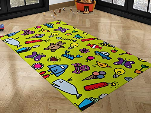 Kinderteppich Einzelbilder Fonds Gymnastikmatte Grün PVC verschiedene Maßnahmen | PVC | Boden vinílico für Kinder | Tiere Dschungel | 95 x 95 cm