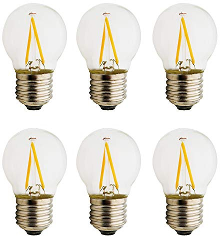 Chao Zan E27 LED Neue Produkte G45,2 W Lampe, vergleiche 15 W Glühlampe,180 Lumen,AC 220 V, warmweiß E27,Glühbirne Kristallklares Glas，6 Stück