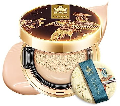 CATKIN Phoenix Foundation for Mature Skin, Full Coverage Cushion Foundation with Lightweight and Breathable Formula, Sheer Satin Finish, Refill Included, 13g*2