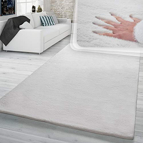 TT Home Hochflor Teppich Schlafzimmer Shaggy Kunstfell Flauschig Kaninchenfell Imitat In Beige, Größe:120x160 cm