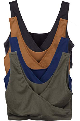 Caramel Cantina 4-pack amning moderskap kvinnors sömn komfort bralette-bh, Naturtoner, L