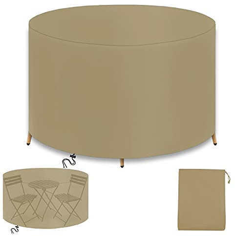 WXQOZLY Housse Salon de Jardin,170x90cm Housse de Protection pour Mobilier de Jardin,420D Oxford Housse Table de Jardin,pour Ronde Table Chaise Meubles-Beige