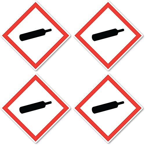 Gasflasche, Gefahrensymbol: UN/GHS-Gefahrenpiktogramm - Aufkleber: 10 cm, 4 Stück