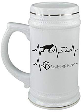 bubbleshirt Boccale da birra Elettrocardiogramma pastore tedesco - love - dog - in ceramica - capienza 50 cl - idea regalo