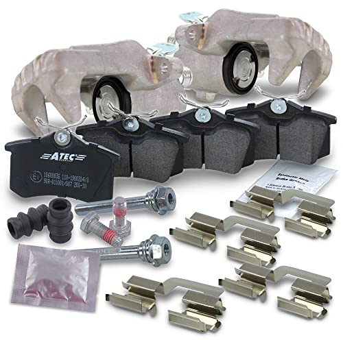 ATEC Germany 2x étrier de frein arrière gauche & droit + plaquettes de frein arrière Compatible avec A udi A3, SEAT ALTEA, LEON, TOLEDO, SKODA OCTAVIA 2, YETI, VW BEETLE, EOS, GOLF PLUS V, Golf 5 & 6,