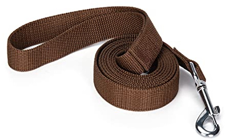 Siumouhoi Starkt och hållbart nylonhundträningskoppel, 2,5 cm brett 1,8 m, 3 m, 4,6 m långt för små och medelstora hundar (brun, 1,8 m)
