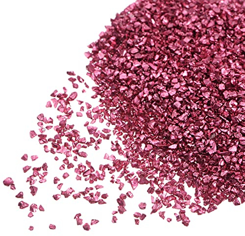 sourcing map 20g Crushed Glass Chips 1-3mm unregelmäßig metallisch Glitzerglas Rot