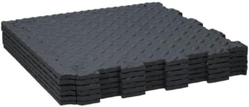 BLACK+DECKER Tapis de Sol 6 Pièces - 40 x 40 x 1 CM - Tapis de Sport et Gym - Protection de Sol - Matériau d'amortissement - Tapis Mousse Puzzle - Rainures - Noir