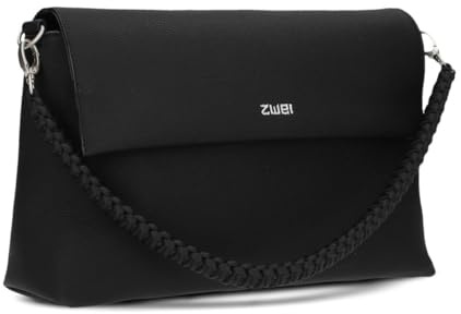 Zwei Damen Schultertasche Yuna YU60 Handtasche 3 Liter klassisch elegante Abendtasche mit Magnetklappe & Reißverschluss Schlüsselband kurzer geflochtener + langer Schultergurt Umhängetasche