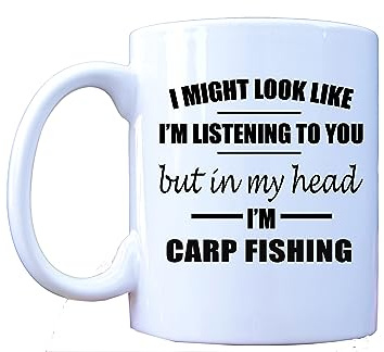 Millhouse Prints Funny Novelty Carp Fishing Mug, Dad/Grandad Mug, Coffee Cup, I Might Look Like I'm Listening to You But in My Head I'm Carp Fishing
