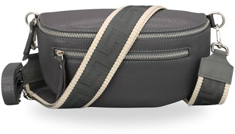 Brise Art Lucia Damen Bauchtasche Echtleder Handgefertigt Crossbody Bag | Damen Umhängetasche, Echtes Leder, Schultertasche mit Ledergurt & wahlweise gemustertem Riemen, 3 Fächer, Made in Italy