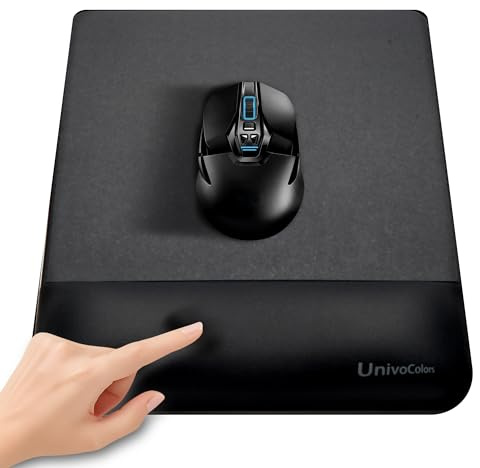 univo colors Design-Wave Handgelenkauflage, PE-Maus-Schiebe-Panel + künstliches Schaffell + Memory-Schaum + ergonomisch + rutschfestes Gel, belastbare Unterstützung während der Arbeit und beim Spielen