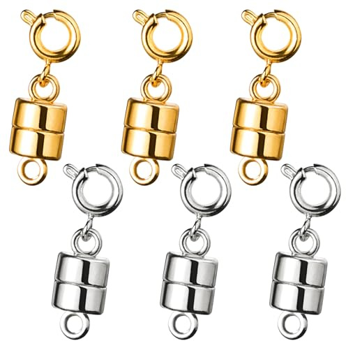 Magnetic Clasps for Necklaces,Magnetic Necklace Clasps,Magnetic Clasps for Jewellery,Magnetic Jewellery Clasps UK,Magnetic Clasps(Gold and Silver) (3 Gold+3 Silver)
