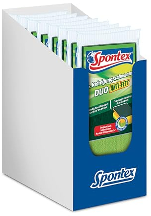 Spontex Reinigungsschwamm Duo Anti-Fett 3er Pack, Topfreiniger mit Trockenseite, Farbe Nicht frei wählbar, grün/pink, 8 x 3 Stück
