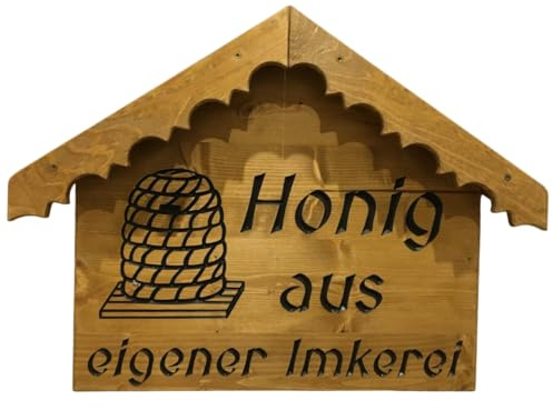 Imkerschild Honig aus eigener Imkerei Holz Schild Klein S3A Schwarz