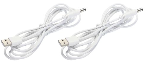 sourcing map USB to DC Power Cable 2 M USB to DC 5.5mm x 2.5mm 5v Power Cord White for Mini Fan Camera Mobile Phone Tablet Devices 2 Pcs