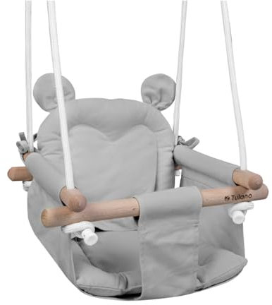 Tulano Hop 30 Grau | Baby Schaukel Hängesitz für Kinder 6-36 Monate | Indoor & Outdoor | Sicherheitsgurt & Kissen | Holz & Baumwolle | Einfache Montage | Belastbar bis 60 kg