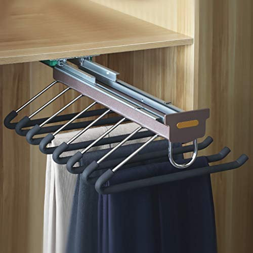 Support de Rangement pour Pantalons coulissants pour Placard, 8 tiges de Suspension pour Pantalons, Support de Rangement pour écharpe pour Armoire de Profondeur 50 cm, Tige de Flocage