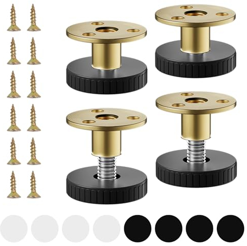 4 Pièces Pied de Table Reglable, 27-40 mm Pied Reglable pour Meuble, Pied Vérin Réglable, Pied de Meuble avec Accessoires de Montage avec Tampon Anti-Rayures Pied Meuble, Convient Aux Tables