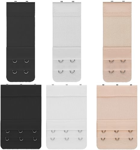 ZPW BH Verlängerung, Dehnbar BH Erweiterung, Bequem Elastische BH-Verlängerer mit 3 Haken und 2 Haken Geeignet für Frauen Damen (Schwarz, Weiß, Hautfarbe)