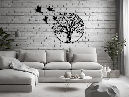 VAILLA ® Baum des Lebens Wanddeko, Wandbild aus Holz, Wand deko in Schwarz Gold, Home Wall Art Dekoration, Wandaufkleber 3D, Moderne Deko, Bilder für Zuhause Büro Schlafzimmer, Wohnzimmer (Baum 10)