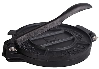 MOVALUXE® - Tortilla Press 8 inch Cast Iron Tortillas Maker. A Gift Set with a Warmer Pouch, 6 Taco Holders, Parchment Paper, Rubber mat and Recipe E-book. A Perfect Roti, chapati Dough Press
