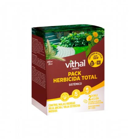 VITHAL Pack Herbicida Total 275ml - Ultraconcentrado de Acción Sistémica y Contacto, Controla Malas Hierbas y Musgos