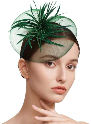 Healeved Feder-Fascinators-Stirnband Für Frauen – Grüne Fascinators Für Hochzeiten Braut-Haarschmuck Für Die Hochzeit