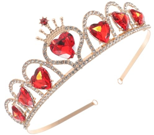 WEKADRIN Couronne Mariée Rouge en Acrylique Élégante et Brillante, Accessoire pour Cheveux de Mariée Facile à Porter pour Anniversaire ou Mariage