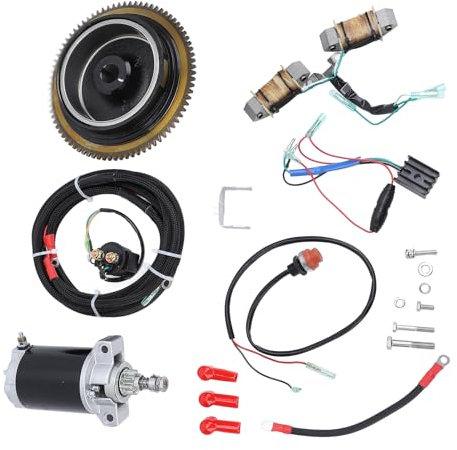 FILFEEL Elektrostarter-Kit 66M 85550 10 Außenbord-Startermotor aus Aluminium, Eisen und Kunststoff für 4-Takt-15-PS-Motor, Verbesserte Starteffizienz und Reibungsloses Segeln mit 66M