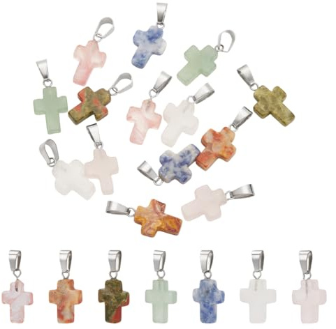 UNICRAFTALE Naturstein Anhänger Kristall Kreuz Osterkreuz Kruzifix Kristallquarz Chakra Edelstein Anhänger Für Halsketten Ohrringe Armbänder Schmuck