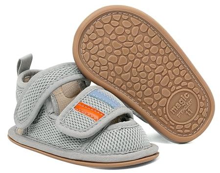MK MATT KEELY Baby Boys Girls Sandals Toddlers Closed Toe First Walking Shoes Newborn Breathable Mesh Sandals with Non-Slip Sole,Grey,12-18 Months