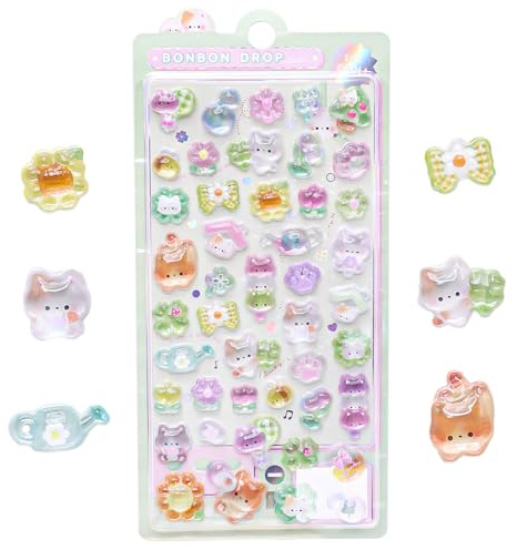 LunarCharm 3D Sticker Set Mit Süße Cartoon-Katzen, Mini Puffy Wiederverwendbare Sticker für Scrapbooks Aufklebern Für Kinder, Geeignet Als Belohnung Und Dekoration