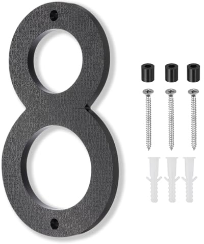 PATIKIL 10 Inch Numéro De Maison, Panneau D'Adresse De Maison Grand Numéro Flottant Moderne Avec Vis Pour Porte Extérieure Mur Rue, Noir, 8