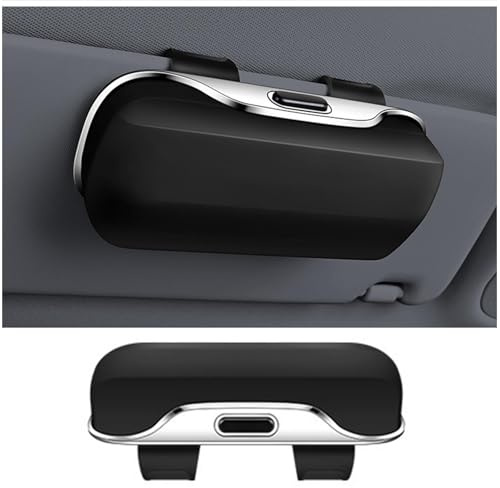 BLGVGKLPNT Auto Brillenetui Sonnenbrillenhalter Brillenhalter, Brillen Aufbewahrungsbox,Tragbarer Sonnenbrillenhalter Auto-Objektivhalter, Kratzfester Brillenhalter & Ticketorganizer (Black)