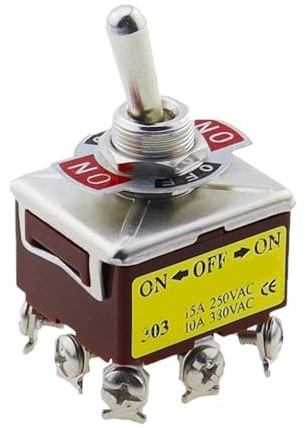 Interrupteur à bascule 12 mm, 9 broches, 2 positions, marche-arrêt, 10 A, 380 V CA/15 A, 250 V, E-TEN 302 303, marron(E-TEN 303 ON-OFF-ON)