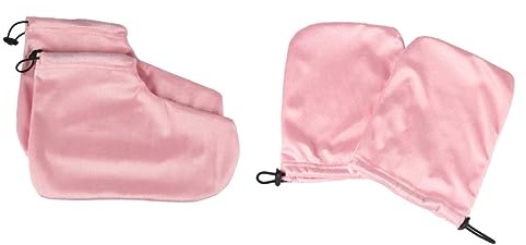 Veemoon Set 2 Paia Guanti e Copriscarpe e Massima Idratazione in Cotone e Peluche Mantenimento Calore per Trattamento alla Paraffina per Trattamenti di Bellezza