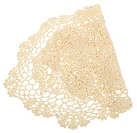 Luxshiny Mantel Individual De Algodón Encaje 30x45 Cm Beige Artesanal Rústico Decoración De Mesa Comedor Almohadilla Ganchillo para Hogar Boda Fiesta