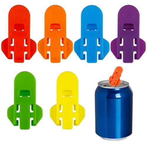 HABNI 6 Piezas Abrelatas Manual Abrelatas de Cerveza Refrescos Color Coded Soda Protector Tapa de Lata Antipolvo Reutilizable para RefrescosTapas de Refrescos.