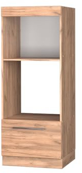 Vicco Mikrowellenschrank Fame-Line, Goldkraft Eiche, 60 cm | ✓ Backofennische · Metall-Vollauszüge · Höhenverstellbare Füße · Metallgriffe · ✓ Mikrowellennische
