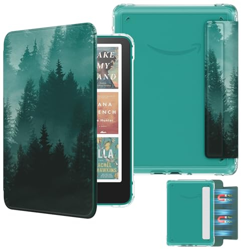 MoKo Magnetische Hülle für Kindle Paperwhite 12. Gen & Colorsoft,Grün Wald | Abnehmbare,7Kindle Paperwhite 2024, Ultra-durchs.Rücks, kratzfest, Leichtes Schutzhüllend. mit autom. Ein-/Ausschaltfunktion