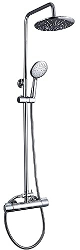 Verstellbare Edelstahl Duschsäule Set Thermostat-Duschsystem ohne Mischbatterie oder Wasserhahn Weiß Badezimmer Duschensemble für den modernen Heimgebrauch