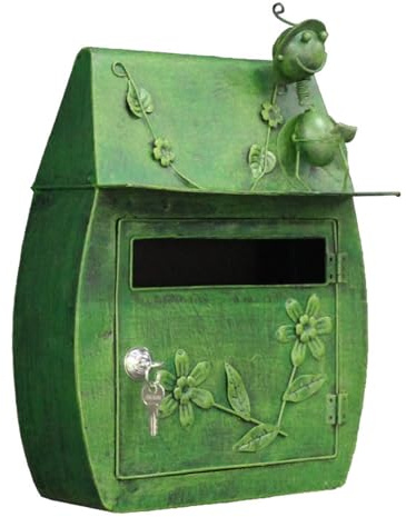 Cassetta Postale da Esterno Vintage, Cassetta della Posta con Serratura a Chiave, Adatta for Giardini e Portici, 30 x 16 x 40 cm(Green)