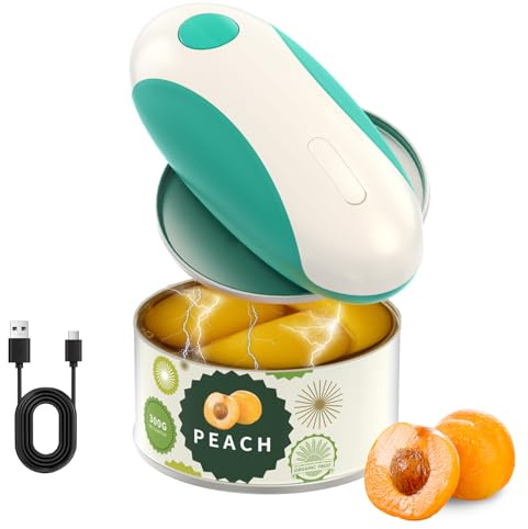 CIRCLE JOY Rechargeable Electric Can Opener, One-Touch Automatic Can Opening with Lid Remover & Smooth Edge Cutting, Food-Safe, Easy to Use for Seniors and Arthritis, Green