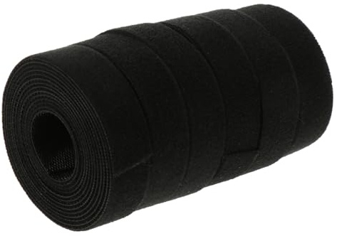 LRXIYODE 6 Rolls Black Hook and Loop Cable Straps Reusable Fastening Ties for Wire Organization Cord Holders to Prevent Tangling and Keep Cables Neat at Home and Office