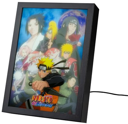 Grupo Erik Cuadro Shipudden Naruto Manga - Marco Naruto Accesorios Luz Led, Cuadros Decoracion Dormitorios|Lampara Escritorio - Regalo Naruto Merchandising : 3 Tonos de Luz y 5 Niveles Brillo, 20x28cm