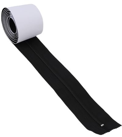 Fafeicy Dust Protector Zipper Heavy Duty Double Sided Self Adhesive Dust Barrier Zipper for Greenhouse Plastic Sheeting 2 Pcs 7.3cm X 2.13 Meter Nylon (Black)